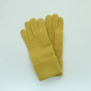 Cashmere Gloves With Ribbed Cuff: Sulfur