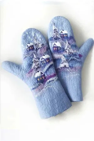 Cashmere Thick Printed Winter Warm Christmas Gloves