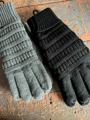 CC LINED TOUCH GLOVES GRAY