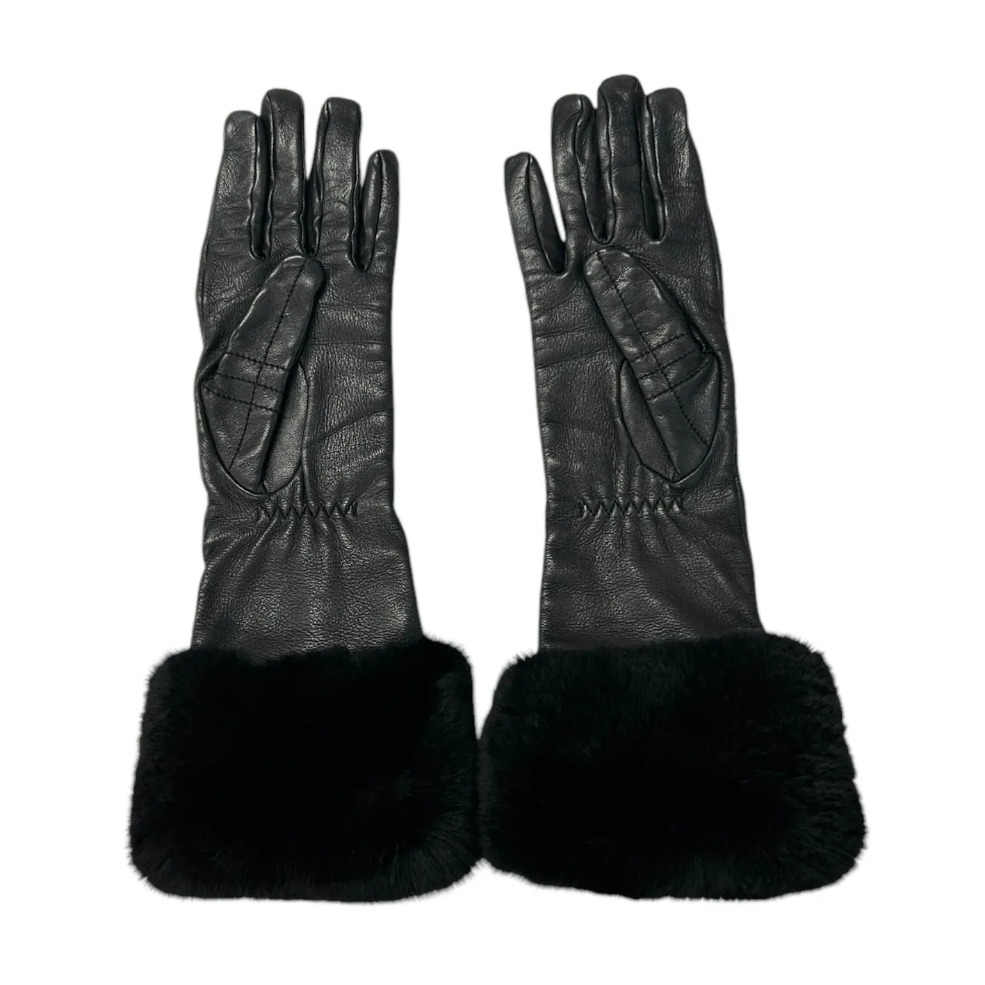 Chanel Black Fur Logo Gloves