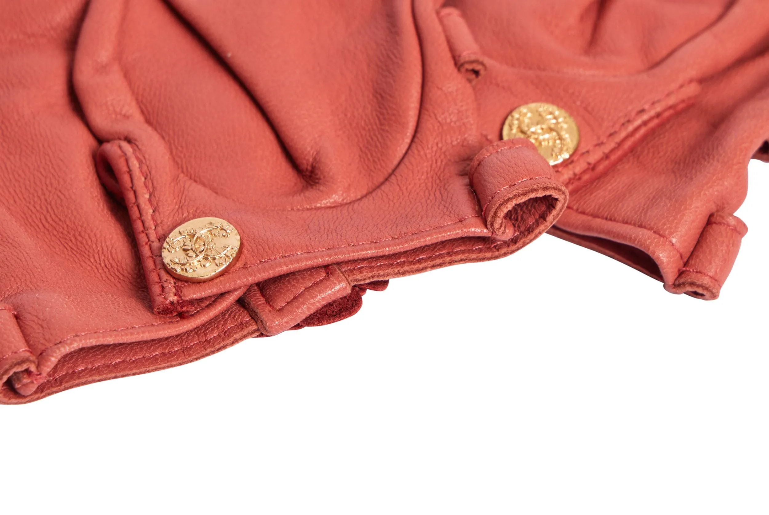 Chanel New Rust Lamb Camellia Gloves