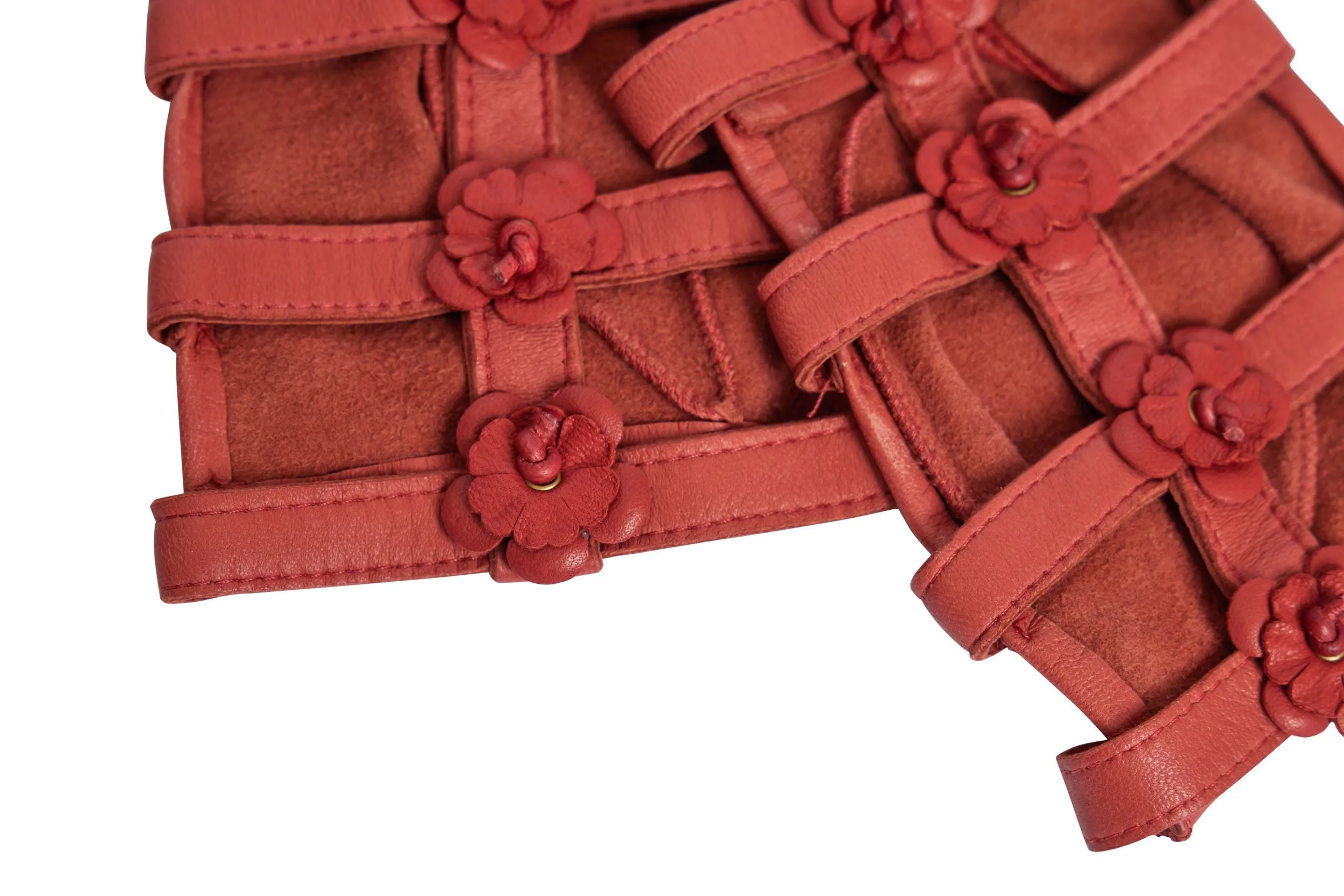 Chanel New Rust Lamb Camellia Gloves