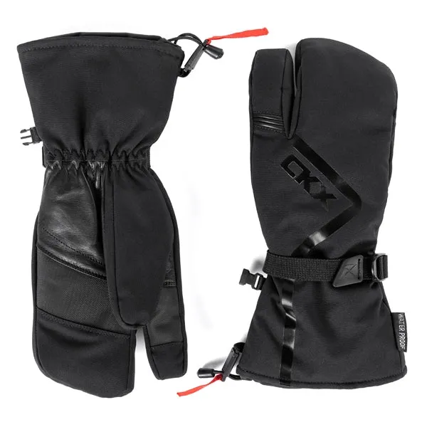 CKX Throttle Mittens 3-Fingers Leather/Fabric Snowmobile Winter Unisex