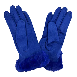 Cobalt Blue Fux Fur Gloves