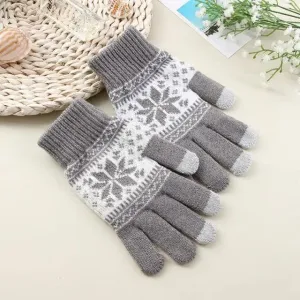 Creative New  Fashion Snow Printing Gloves Mobile Phone Touch Screen Knitted Gloves Winter Thick And Warm Gloves For Men And Women Touchscreen Gloves Stretch Knitted Mechanic Winter Warm Gloves