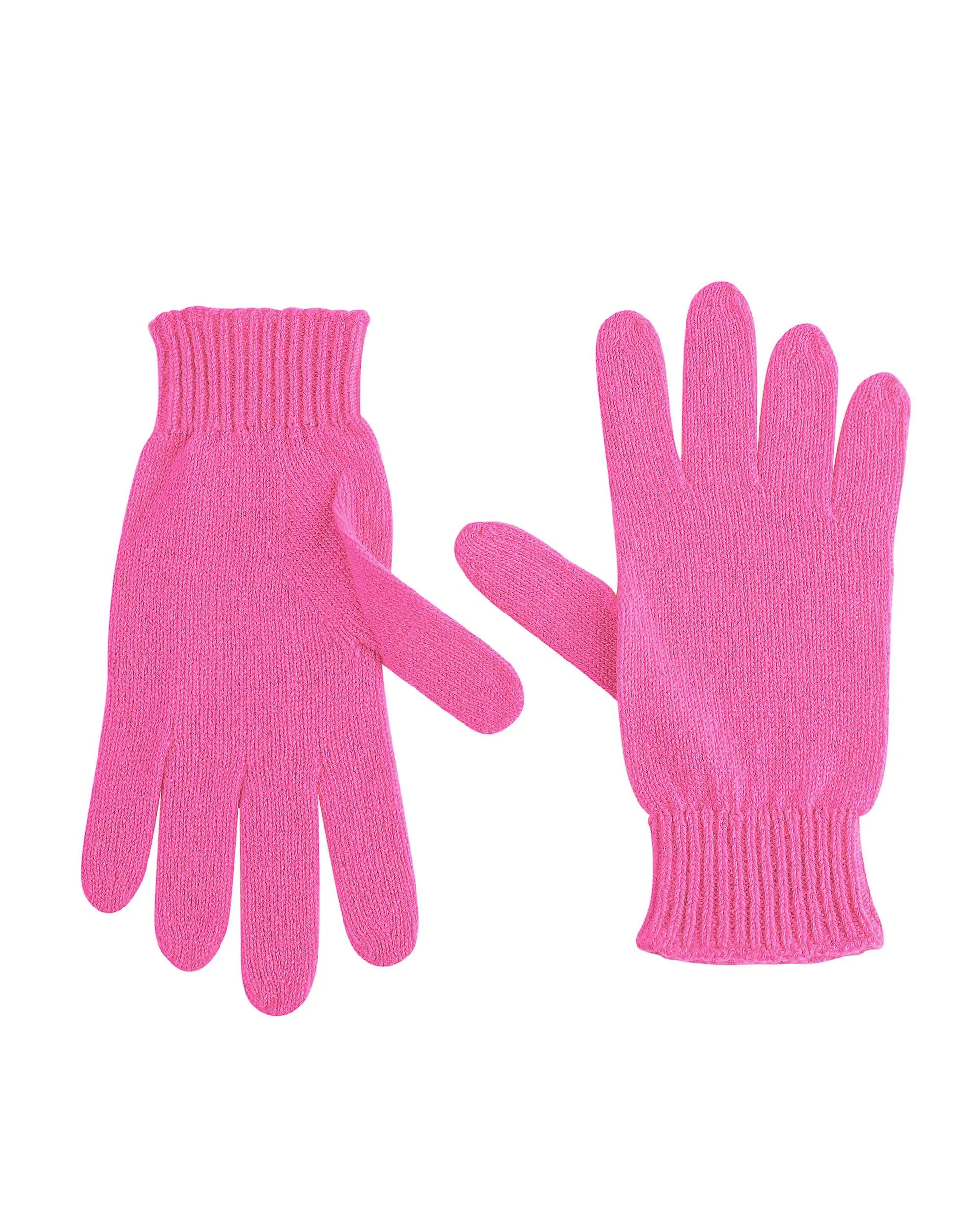 Crown of Edinburgh Cashmere Womens Short Gloves COE 001 PINK FLUO