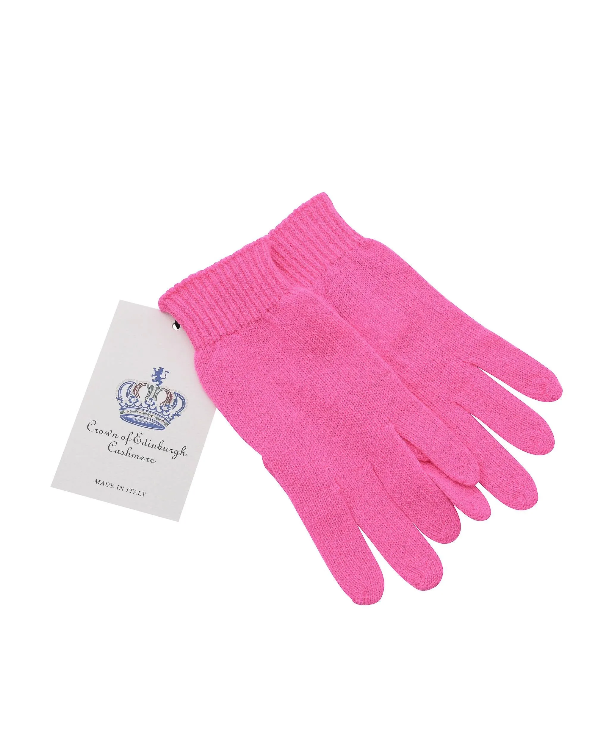 Crown of Edinburgh Cashmere Womens Short Gloves COE 001 PINK FLUO