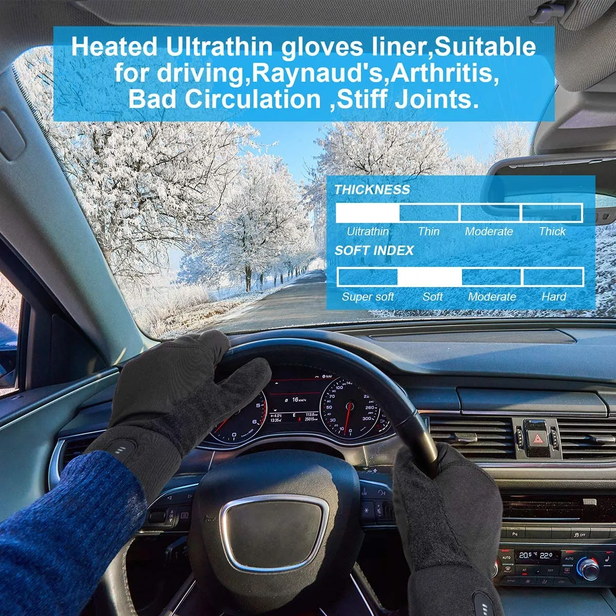 Day Wolf Non-Slip Thin Heated Liner Gloves