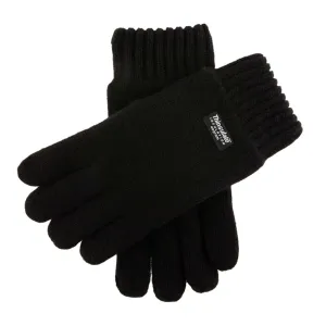 DENTS 3M Thinsulate Mens Wool Knit Gloves With Rib Cuff - Black