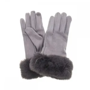 Dove & Slate Faux Suede Fur Trimmed Gloves