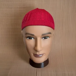 Elastic Knitted Solid Burgundy Kufi