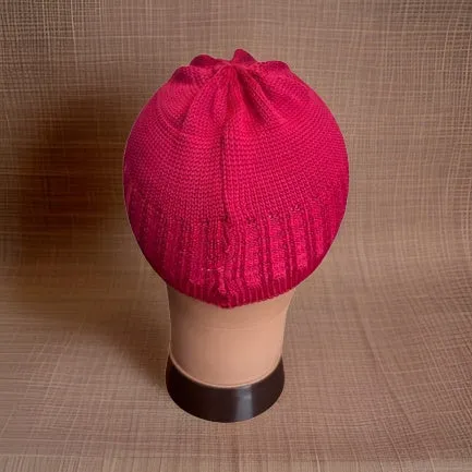 Elastic Knitted Solid Burgundy Kufi