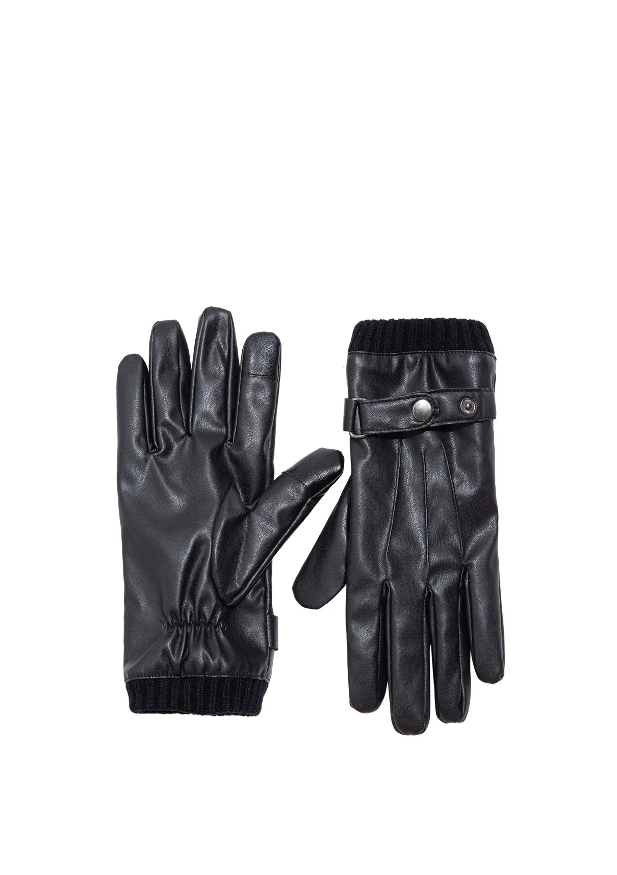 Faux Leather Brown Gloves