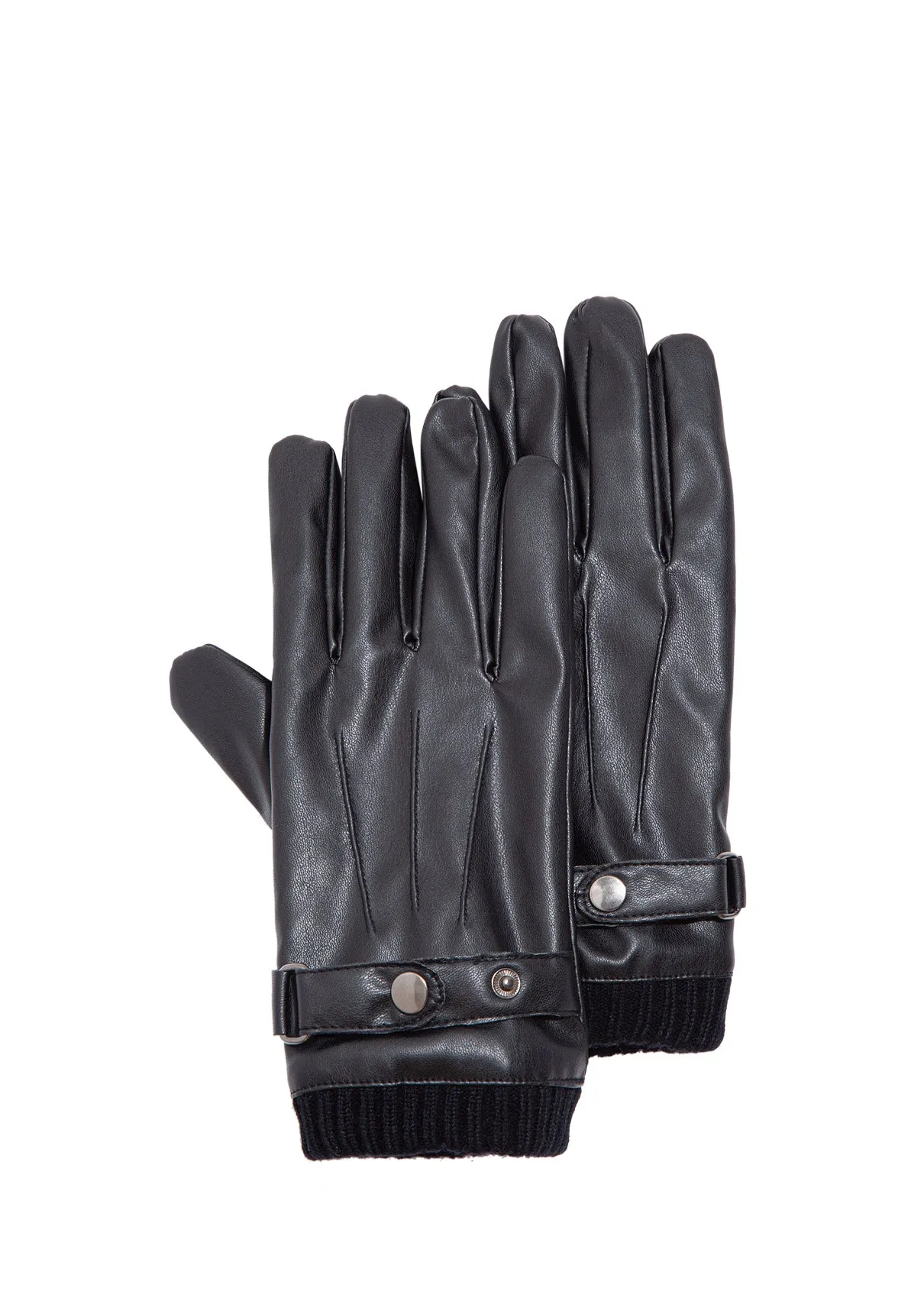 Faux Leather Brown Gloves