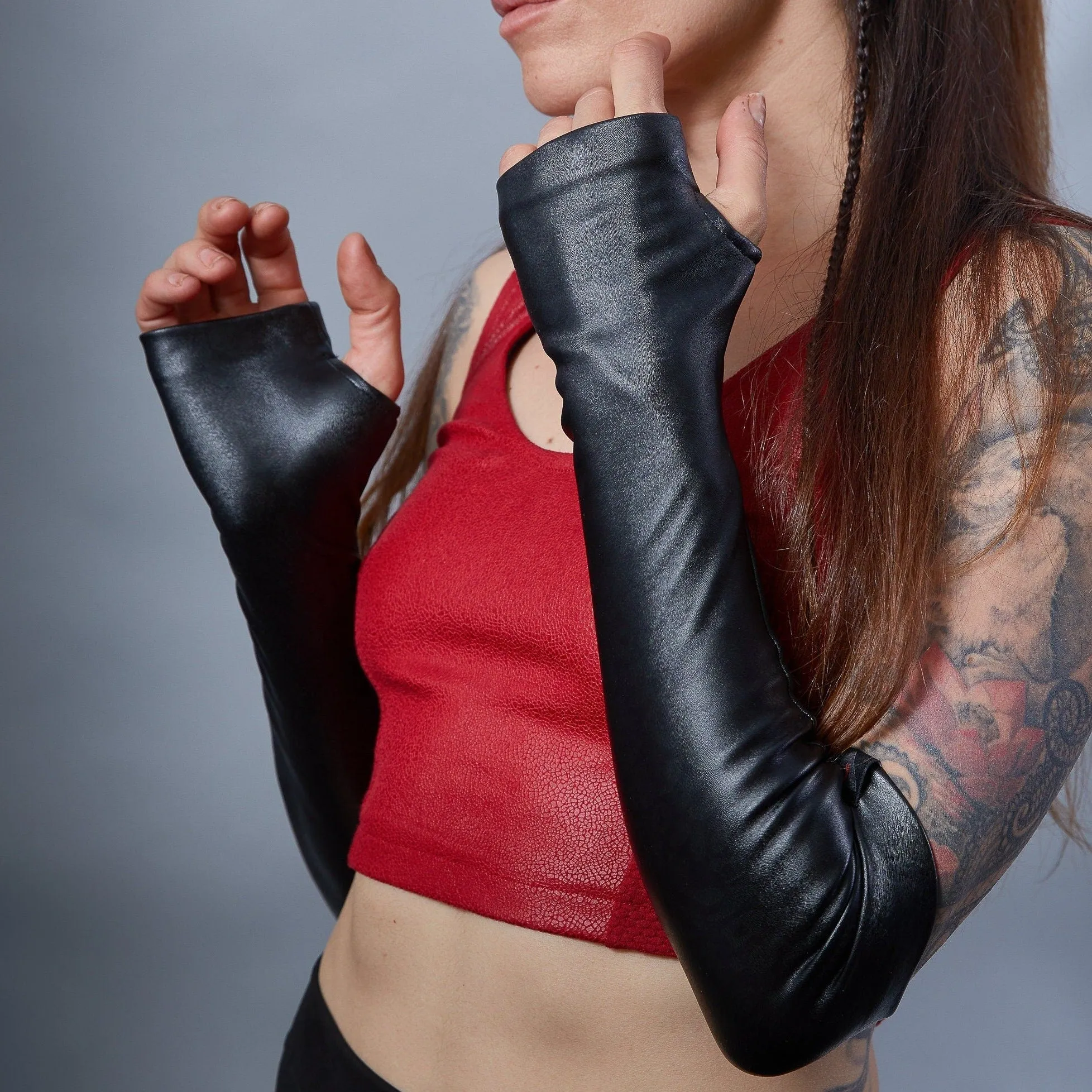 FG40-PU Black fingerless gloves