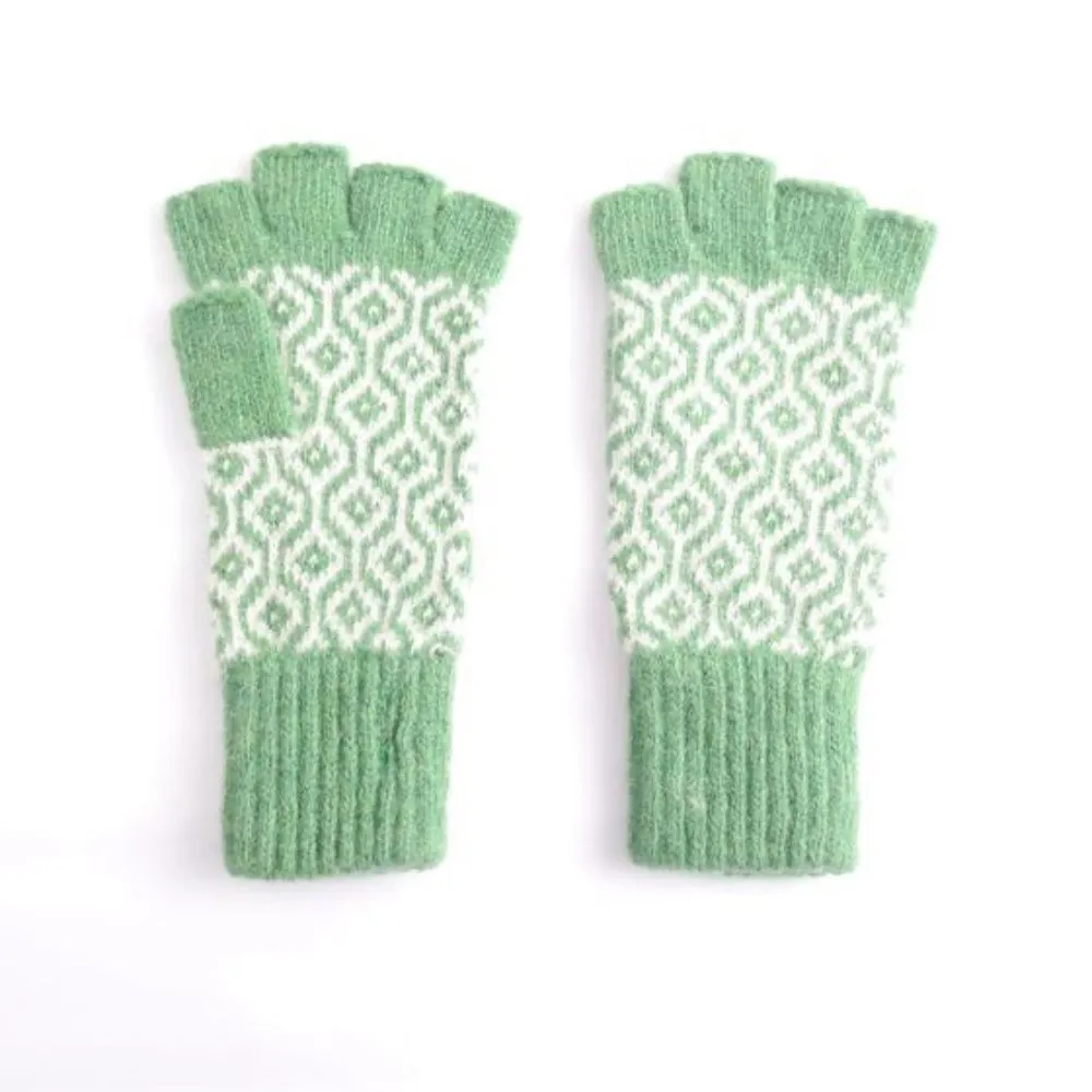 Fingerless Honeycomb Gloves - Green