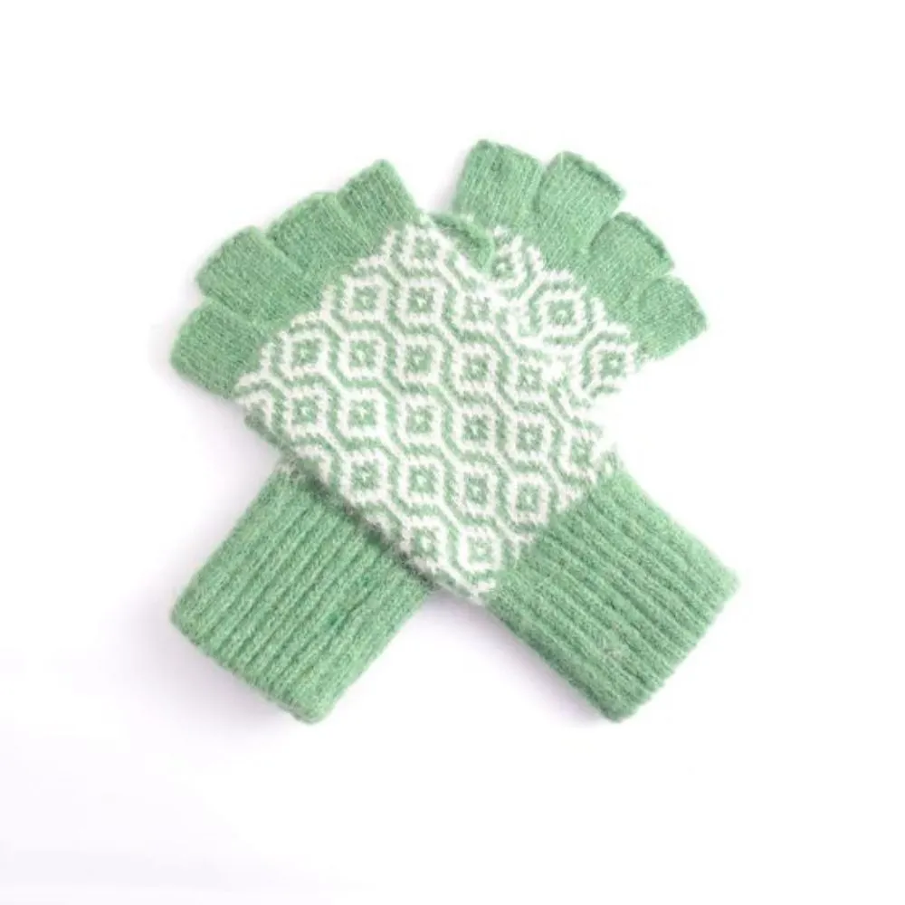 Fingerless Honeycomb Gloves - Green