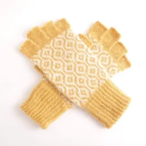 Fingerless Honeycomb Gloves - Yellow