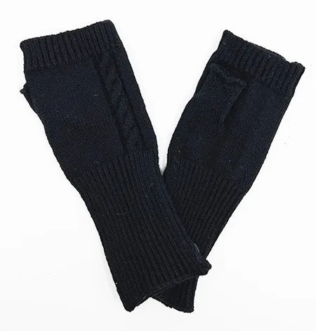 Fingerless Knit Gloves - Black