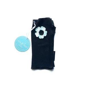 Fingerless Mittens Short, Black Merino Wool | 075