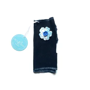 Fingerless Mittens Short, Black Merino Wool | 077