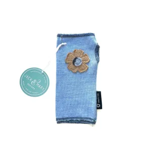 Fingerless Mittens Short, Blue Merino Wool | 034