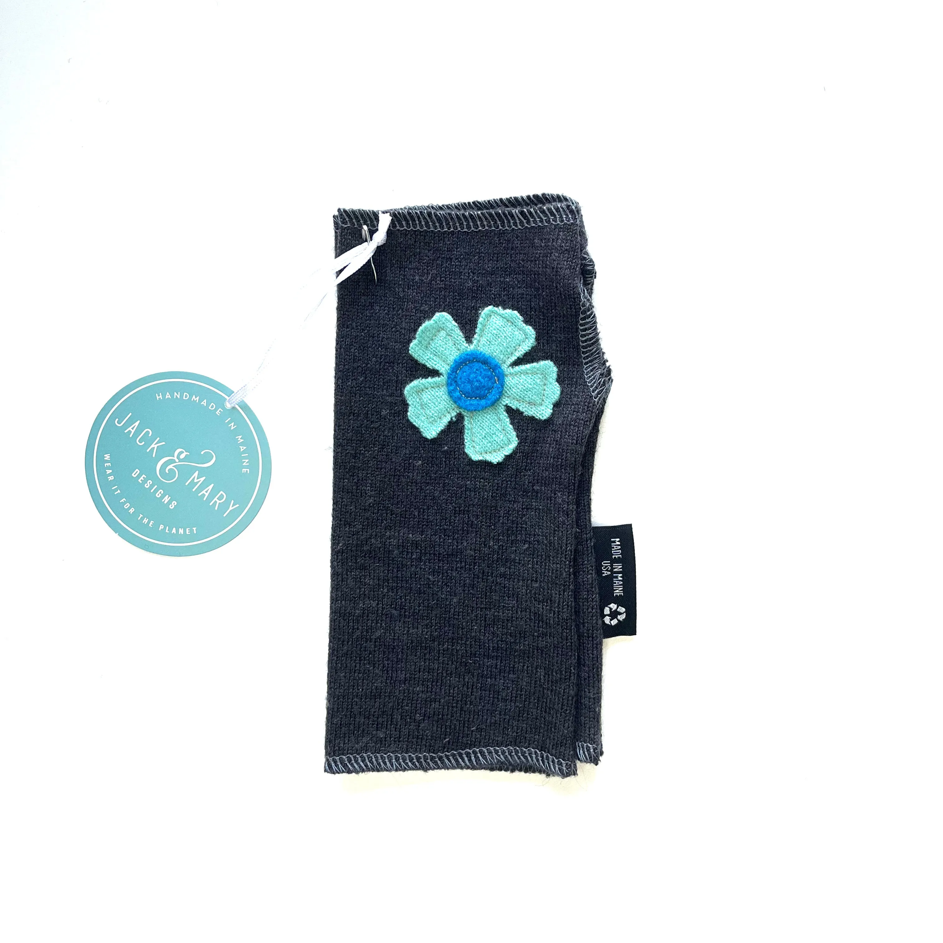 Fingerless Mittens Short, Blue Merino Wool | 037