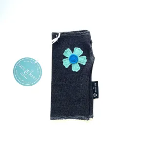 Fingerless Mittens Short, Blue Merino Wool | 037