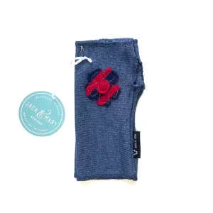 Fingerless Mittens Short, Blue Merino Wool | 040