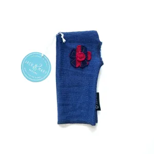 Fingerless Mittens Short, Blue Merino Wool | 060