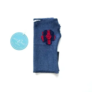 Fingerless Mittens Short, Blue Merino Wool | 066