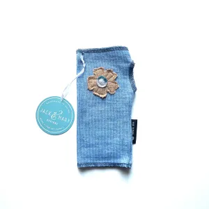Fingerless Mittens Short, Blue Merino Wool | 087