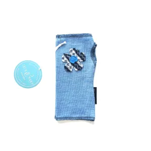 Fingerless Mittens Short, Blue Merino Wool | 172