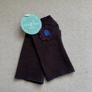 Fingerless Mittens Short, Eggplant Merino Wool | 152