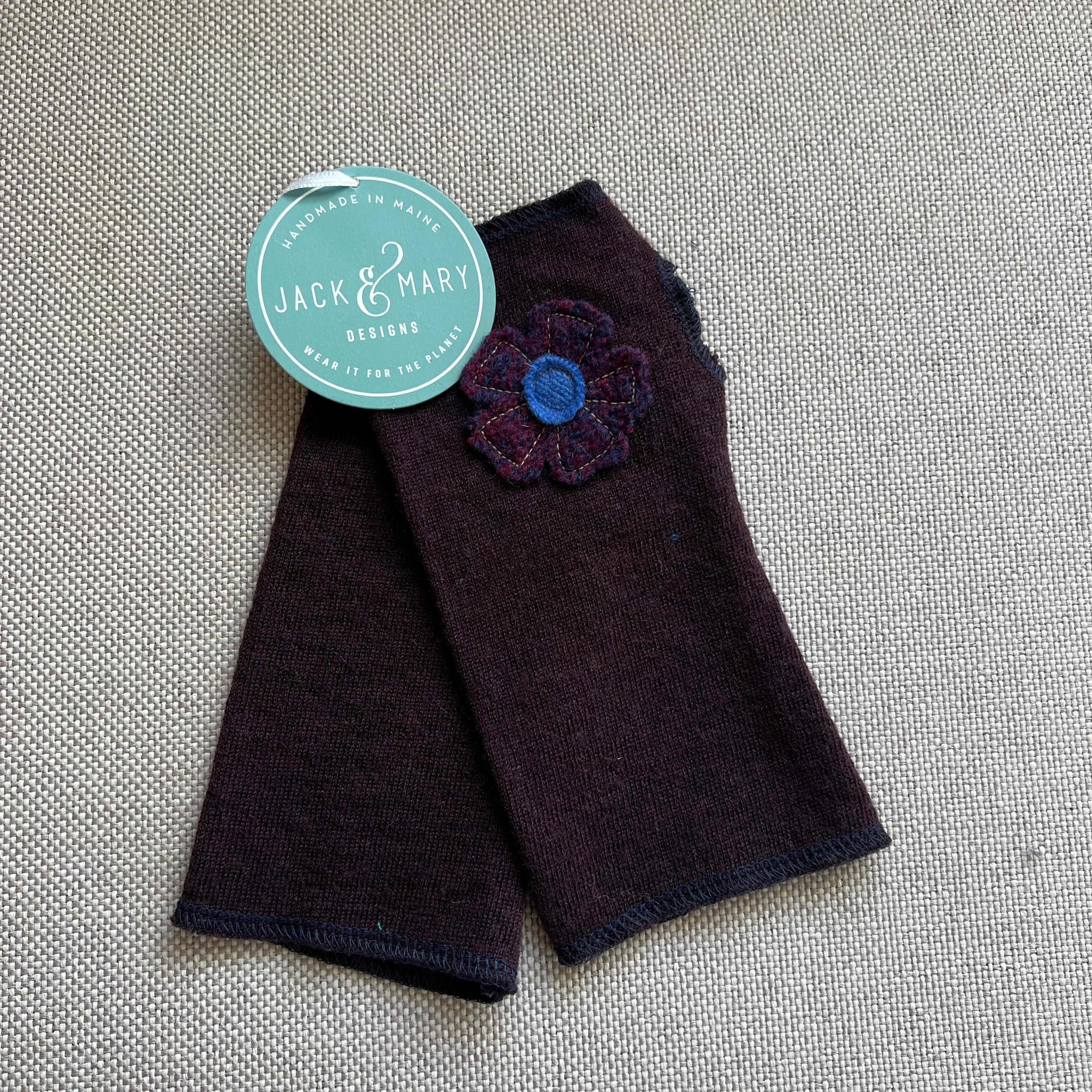 Fingerless Mittens Short, Eggplant Merino Wool | 152
