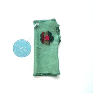 Fingerless Mittens Short, Green Merino Wool | 050