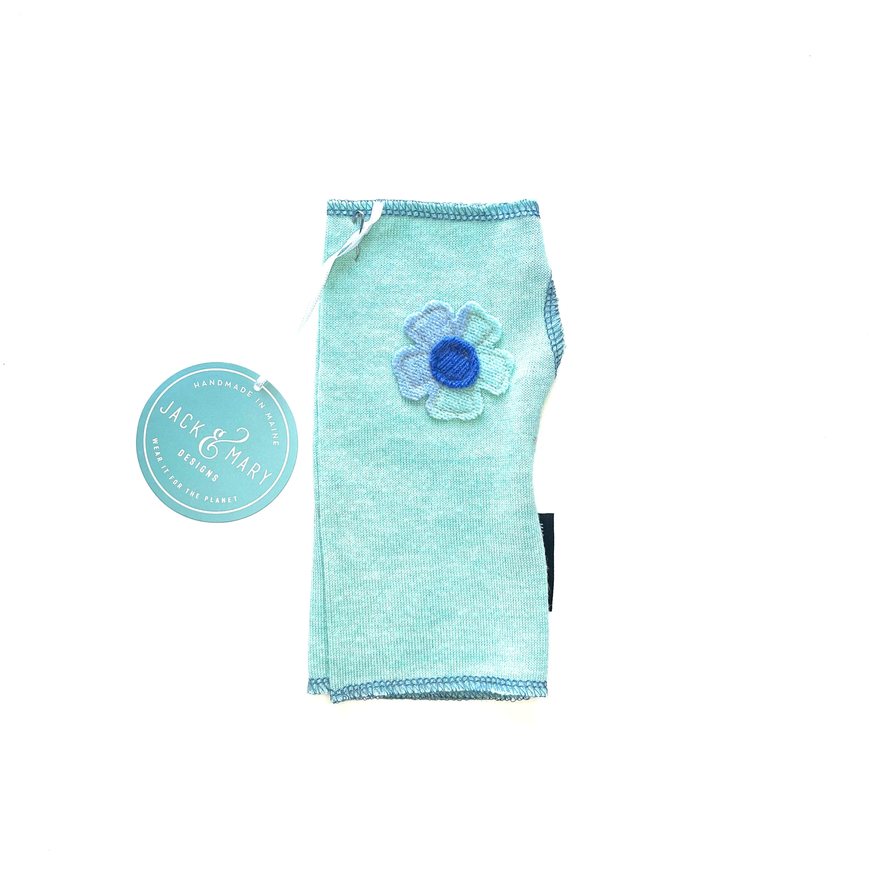 Fingerless Mittens Short, Green Merino Wool | 092