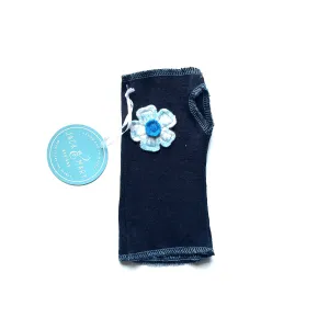 Fingerless Mittens Short, Navy Blue Merino Wool | 076