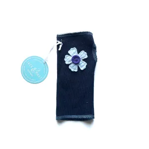 Fingerless Mittens Short, Navy Blue Merino Wool | 079