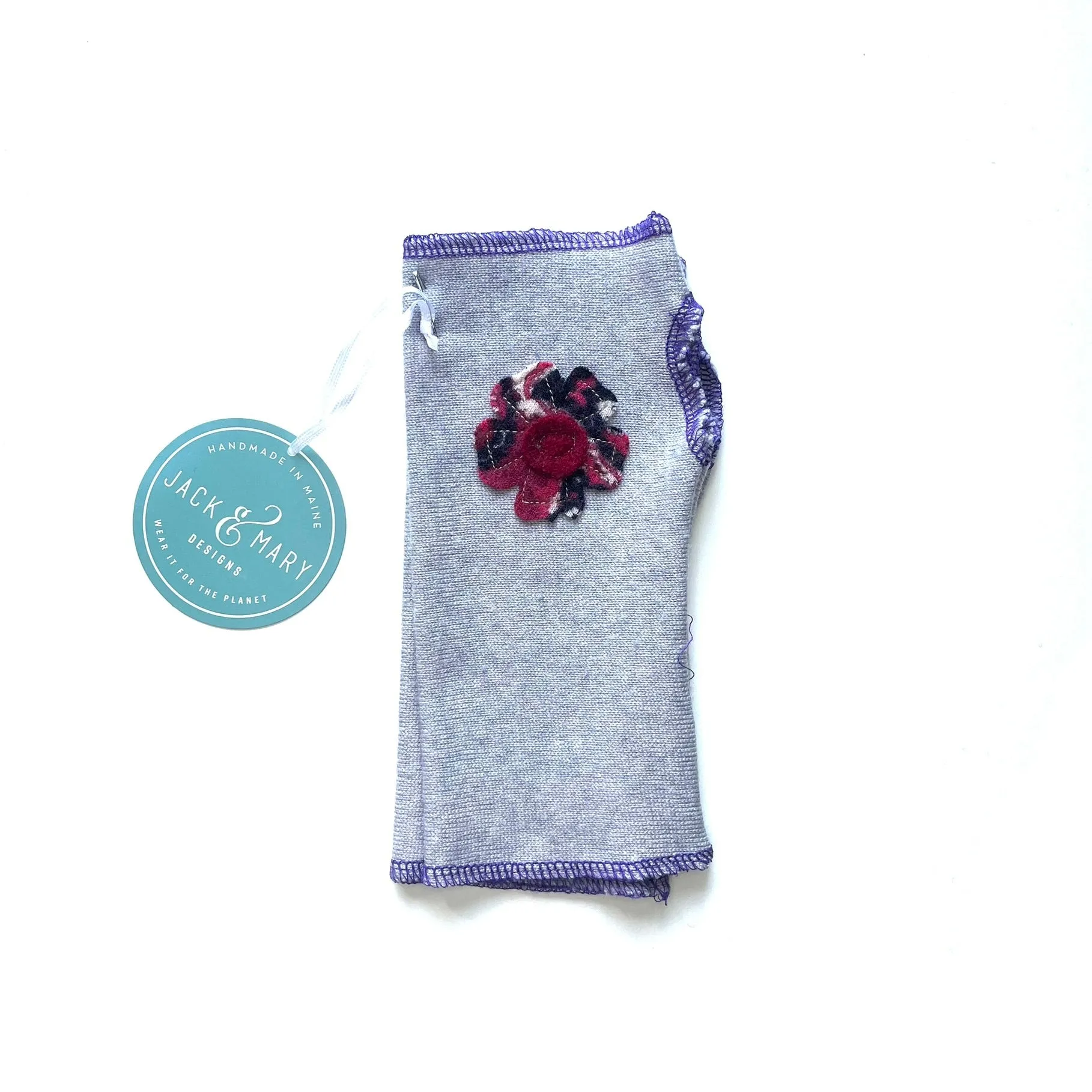 Fingerless Mittens Short, Purple Merino Wool | 045