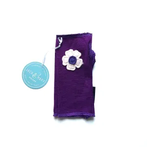 Fingerless Mittens Short, Purple Merino Wool | 082