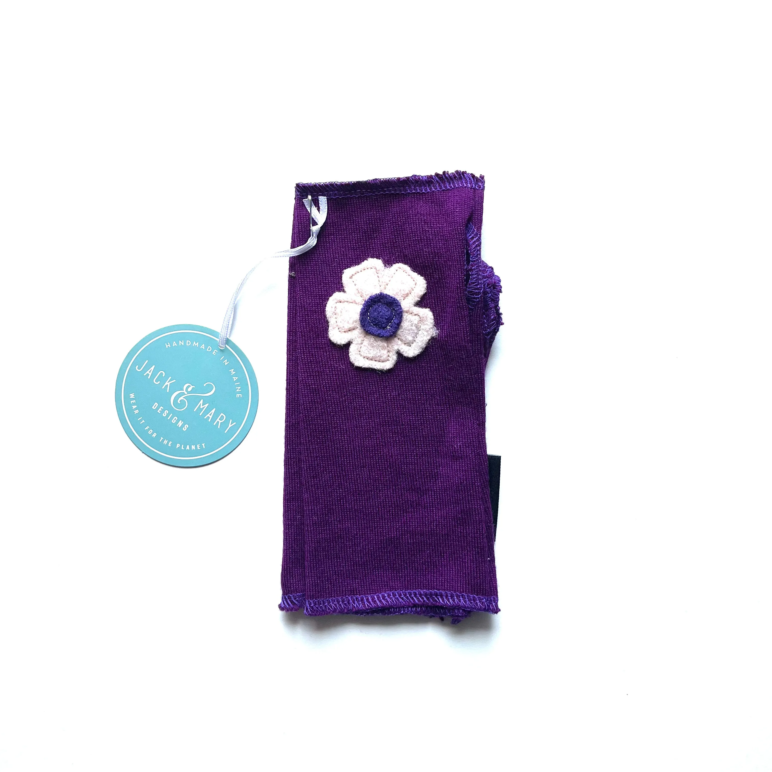 Fingerless Mittens Short, Purple Merino Wool | 082