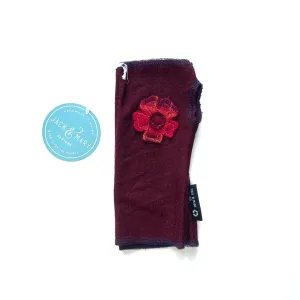 Fingerless Mittens Short, Red Merino Wool | 058