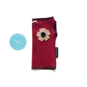 Fingerless Mittens Short, Red Merino Wool | 068