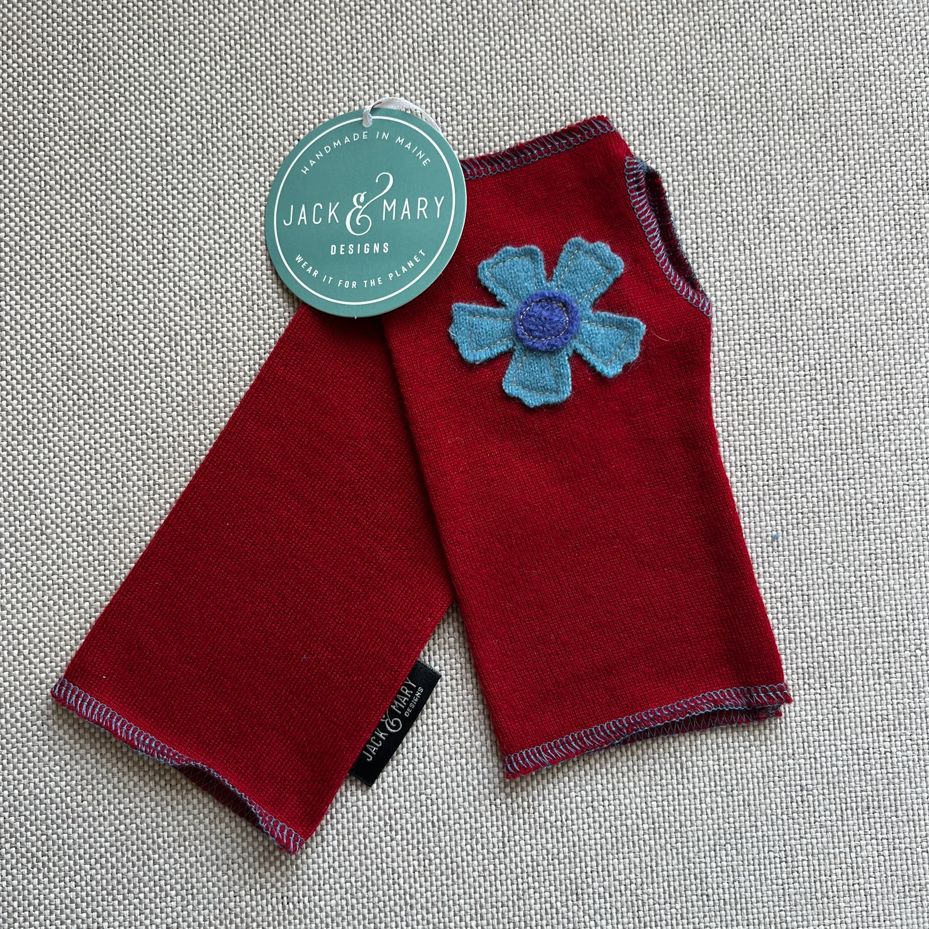 Fingerless Mittens Short, Red Merino Wool | 144
