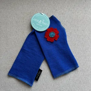 Fingerless Mittens Short, Royal Blue Merino Wool | 143