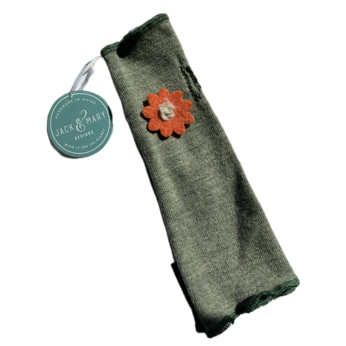 Fit & Flare Fingerless - Army Green with Orange Flower - 33