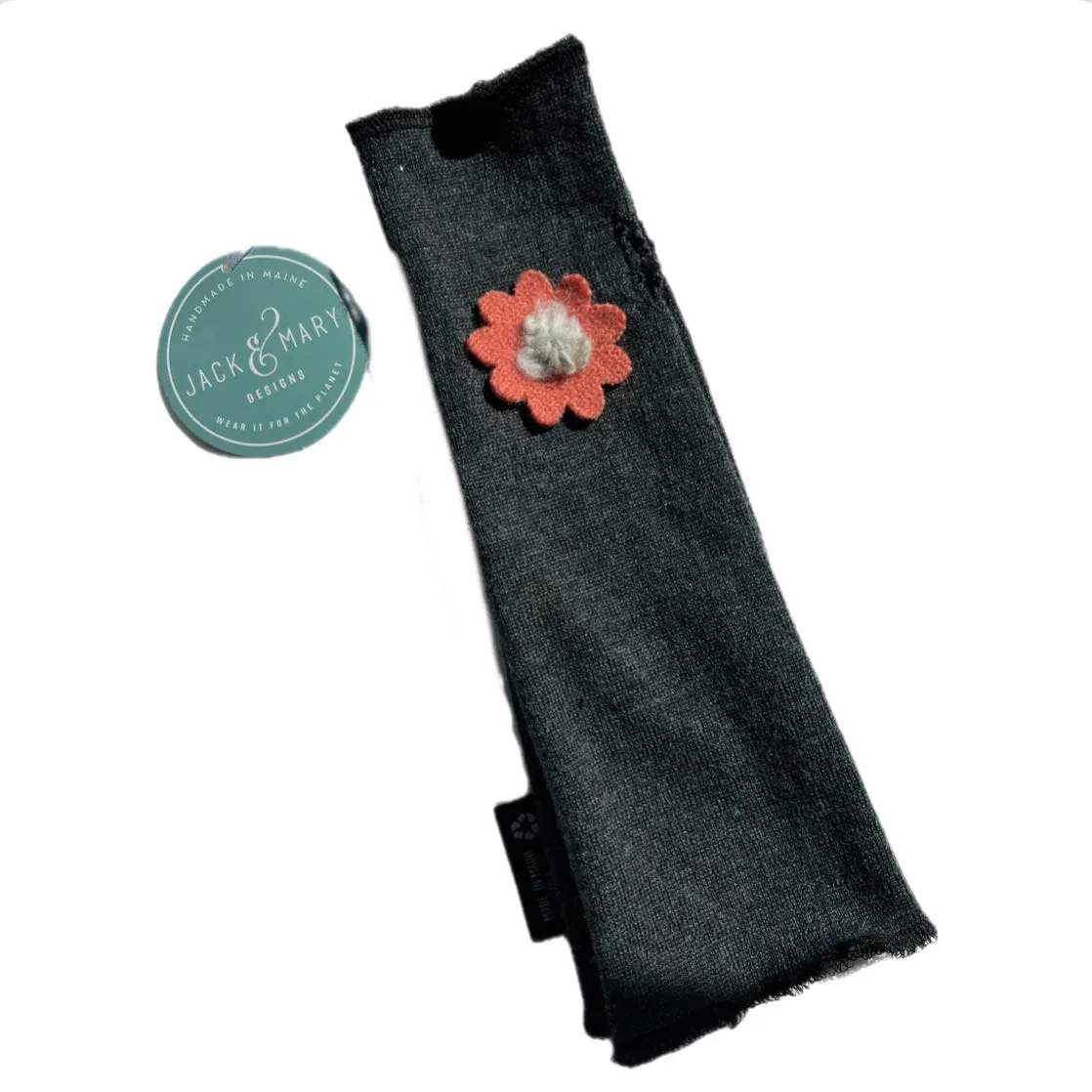 Fit & Flare Fingerless - Charcoal with Salmon Flower - 30