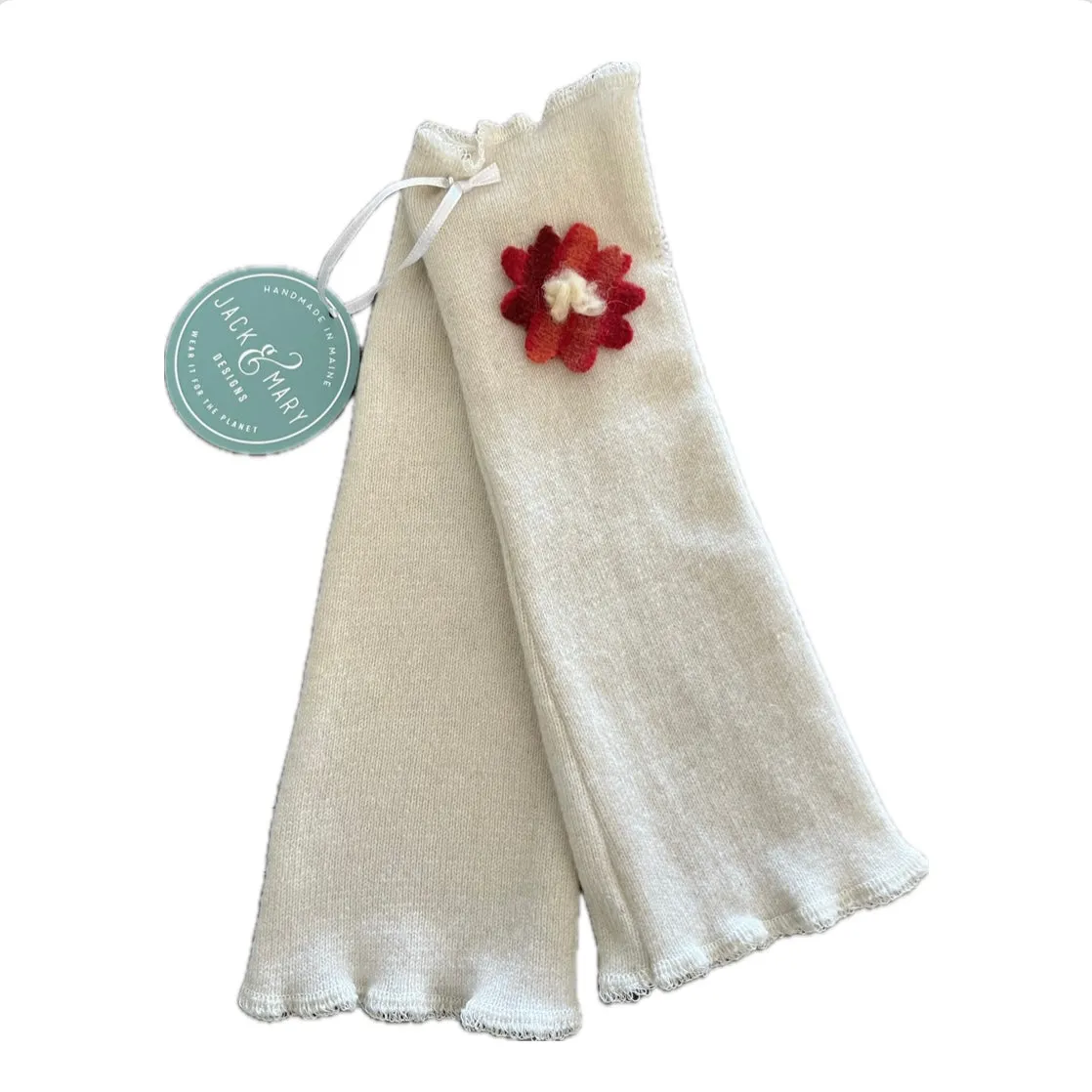 Fit & Flare Fingerless - White with Red Flower - 56