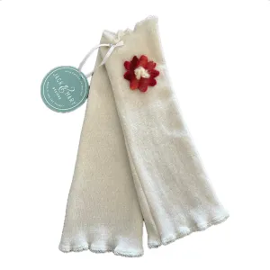 Fit & Flare Fingerless - White with Red Flower - 56